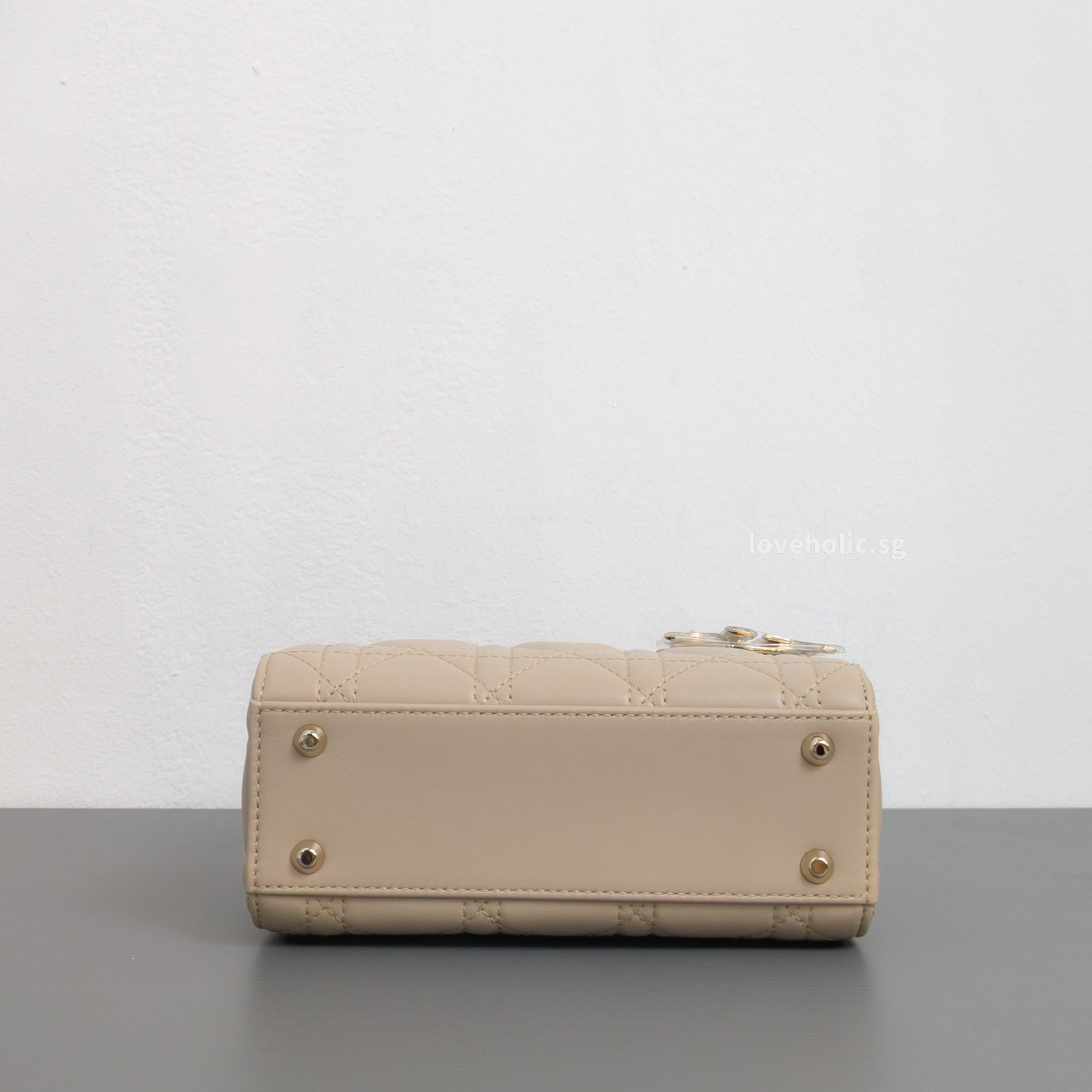 Dior Lady Dior Mini | Powder Beige Lambskin Light Gold Hardware-details