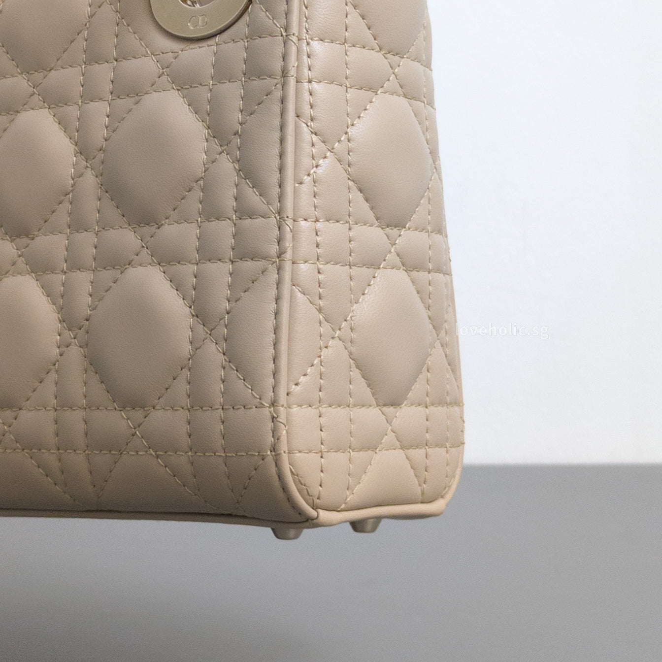 Dior Lady Dior Mini | Powder Beige Lambskin Light Gold Hardware-details