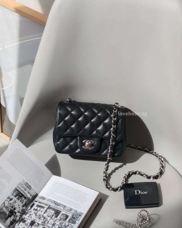 Chanel Classic Flap Mini Square | Black Caviar Silver Hardware-front