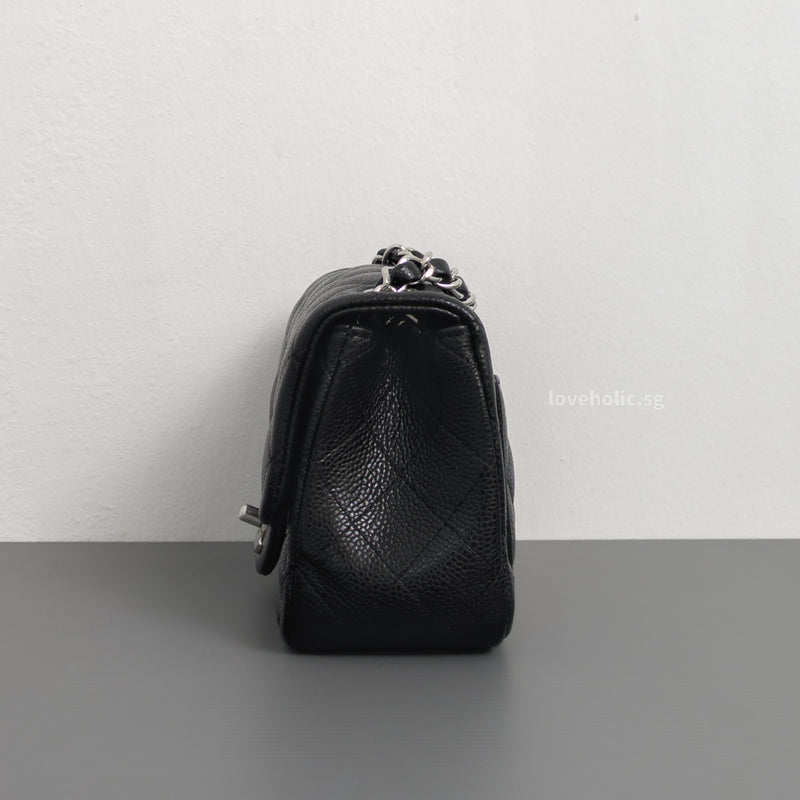 Chanel Classic Flap Mini Square | Black Caviar Silver Hardware-details