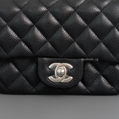 Chanel Classic Flap Mini Square | Black Caviar Silver Hardware-details