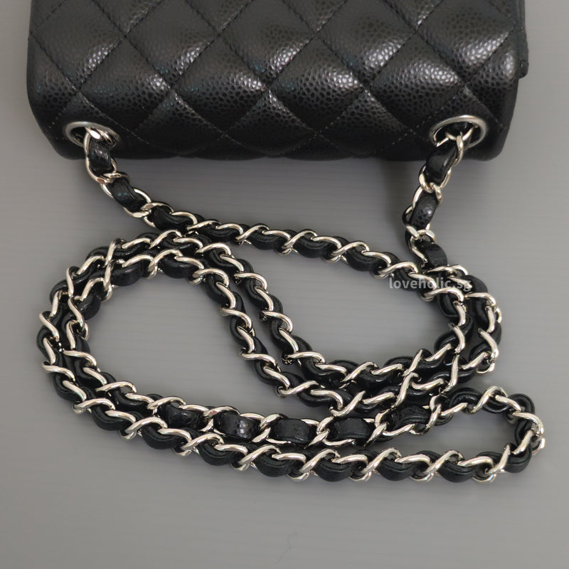Chanel Classic Flap Mini Square | Black Caviar Silver Hardware-details