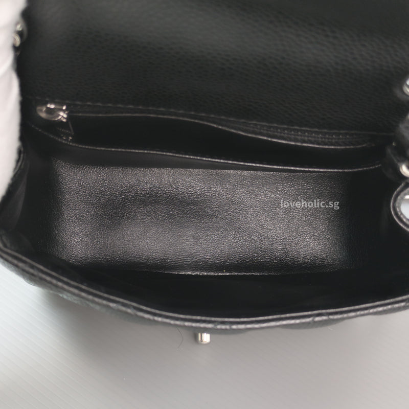 Chanel Classic Flap Mini Square | Black Caviar Silver Hardware-details