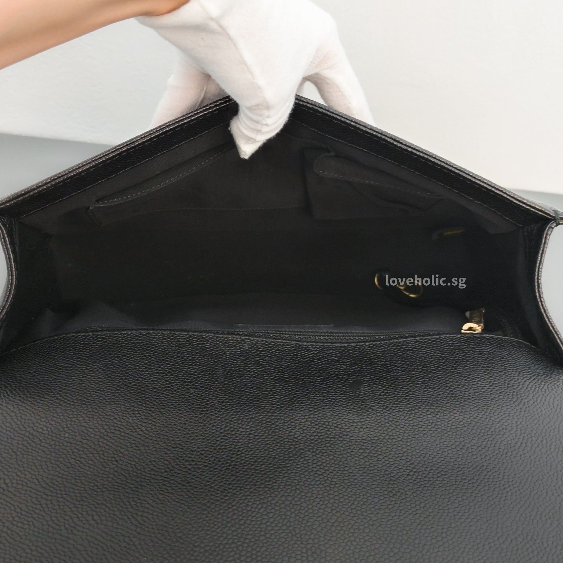 Chanel Boy Large | Black Caviar Brushed Gold Hardware-details
