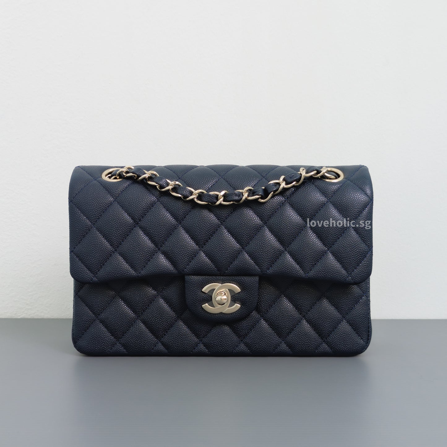 Classic Flap Small | 18B Midnight Blue Caviar Light Gold Hardware