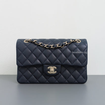 Classic Flap Small | 18B Midnight Blue Caviar Light Gold Hardware