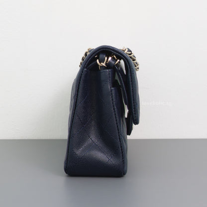 Classic Flap Small | 18B Midnight Blue Caviar Light Gold Hardware