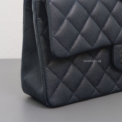Chanel Classic Flap Small | 18B Midnight Blue Caviar Gold Hardware-details