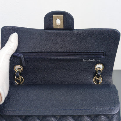 Classic Flap Small | 18B Midnight Blue Caviar Light Gold Hardware