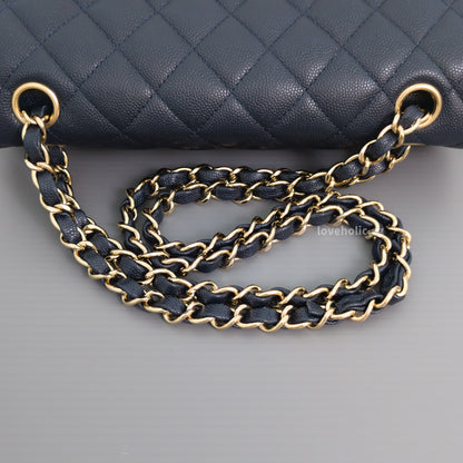 Chanel Classic Flap Small | 18B Midnight Blue Caviar Gold Hardware-details