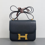 Hermes Constance 18 Mini | 76 Indigo Blue Epsom Gold Hardware-front1