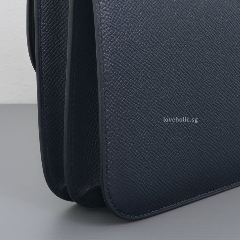 Hermes Constance 18 Mini | 76 Indigo Blue Epsom Gold Hardware-details