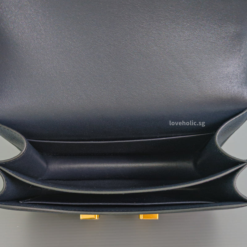 Hermes Constance 18 Mini | 76 Indigo Blue Epsom Gold Hardware-details