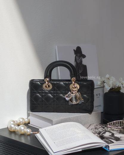 Dior Lady D-Joy Small | Black Lambskin Light Gold Hardware-front