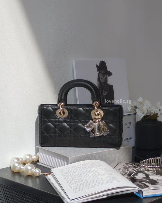 Dior Lady D-Joy Small | Black Lambskin Light Gold Hardware-front