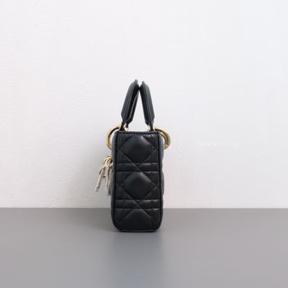Dior Lady D-Joy Small | Black Lambskin Light Gold Hardware-side