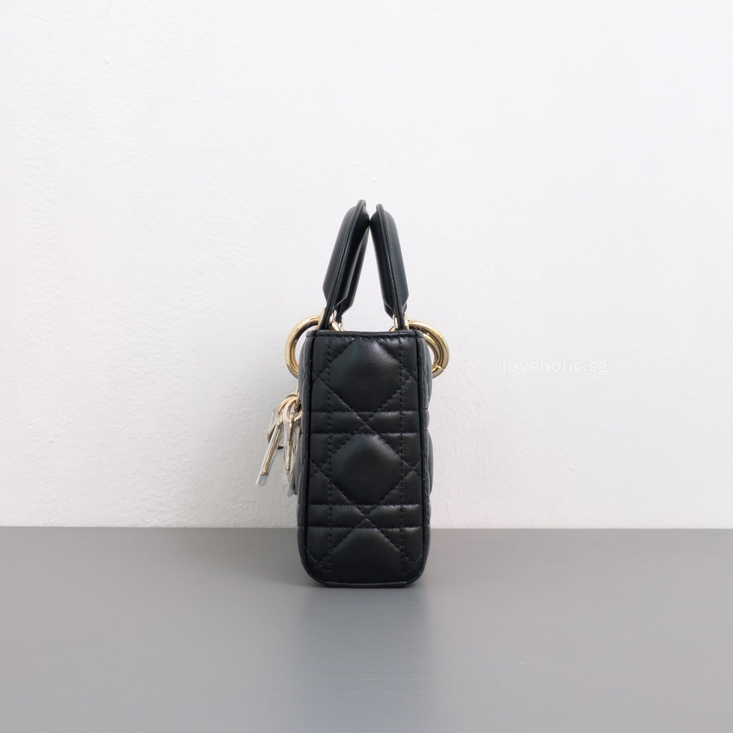 Dior Lady D-Joy Small | Black Lambskin Light Gold Hardware-details