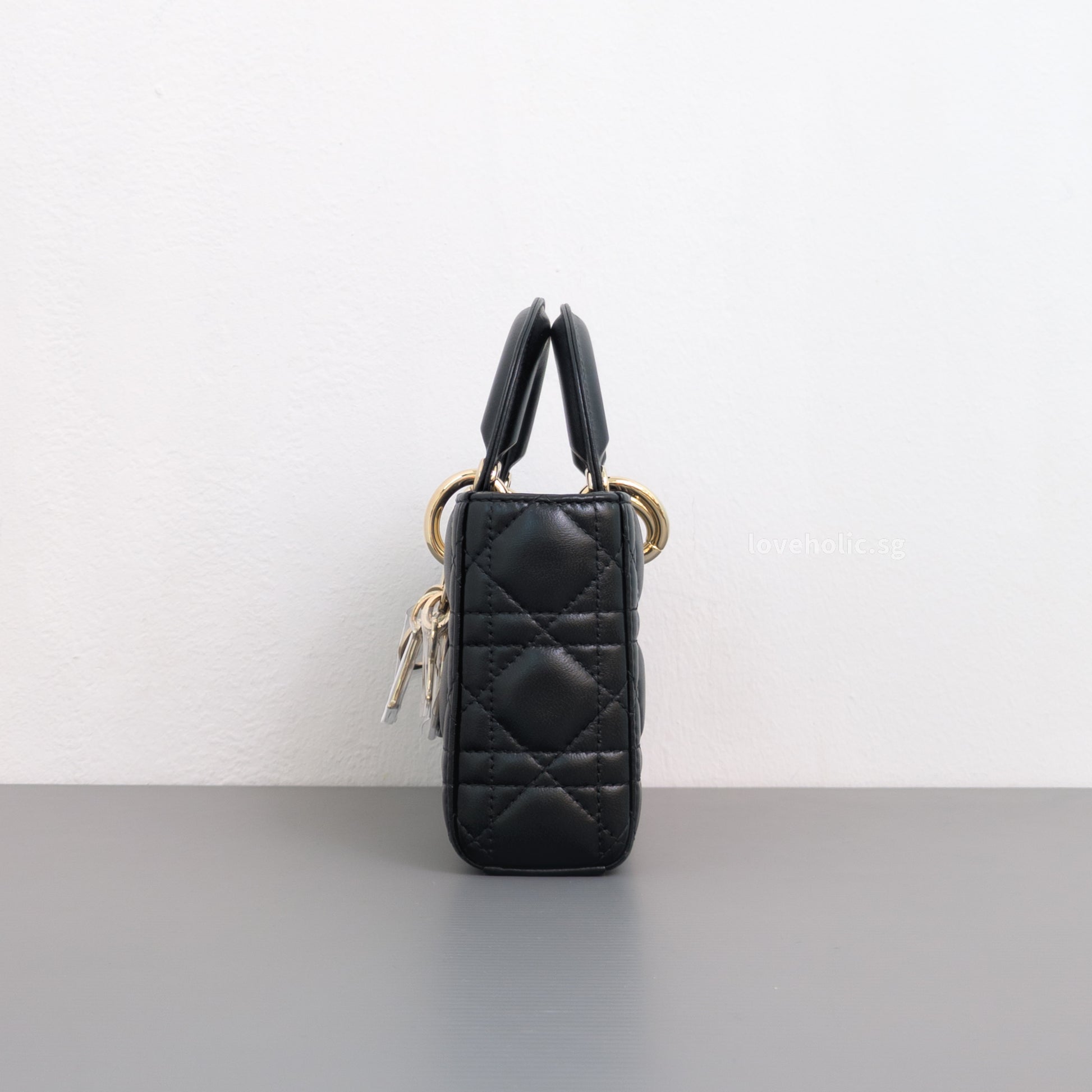 Dior Lady D-Joy Small | Black Lambskin Light Gold Hardware-details