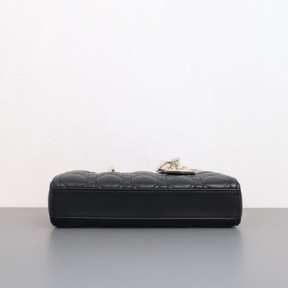 Dior Lady D-Joy Small | Black Lambskin Light Gold Hardware-details