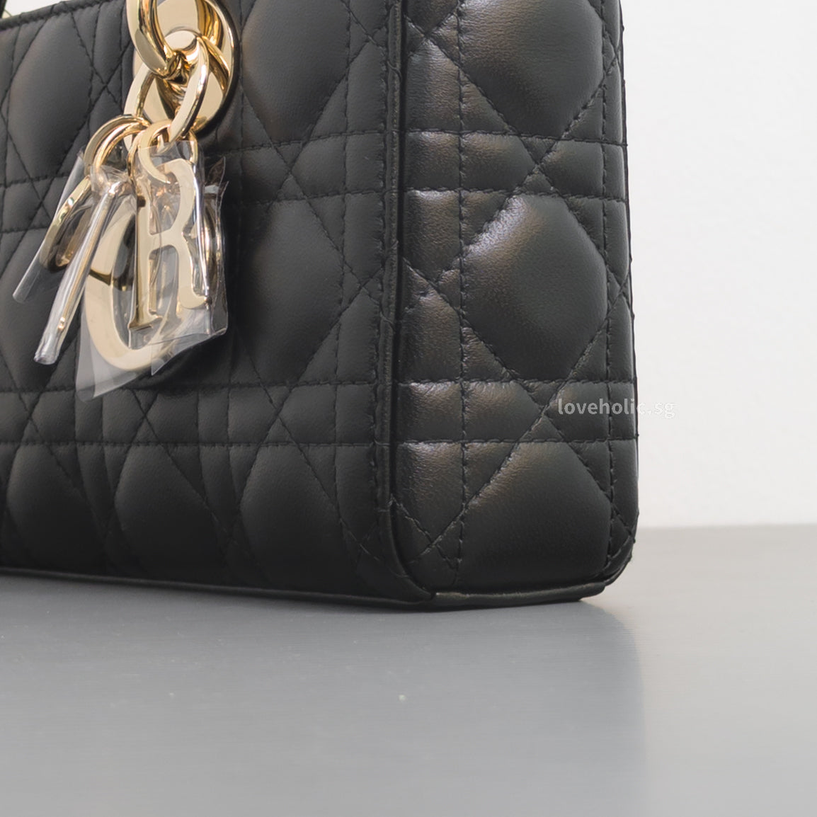 Dior Lady D-Joy Small | Black Lambskin Light Gold Hardware-details