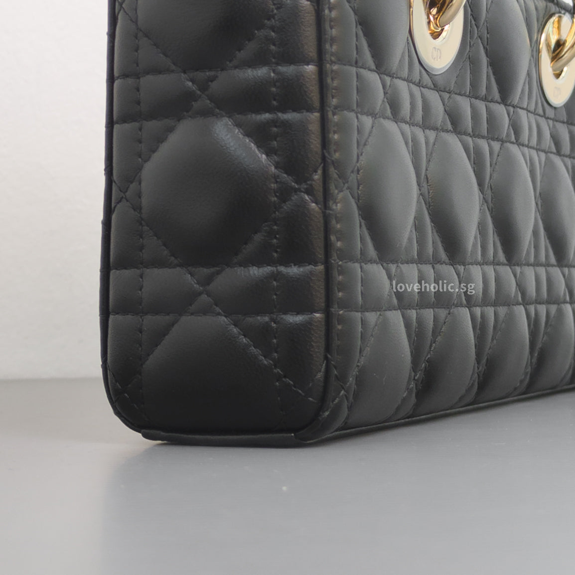 Dior Lady D-Joy Small | Black Lambskin Light Gold Hardware-details