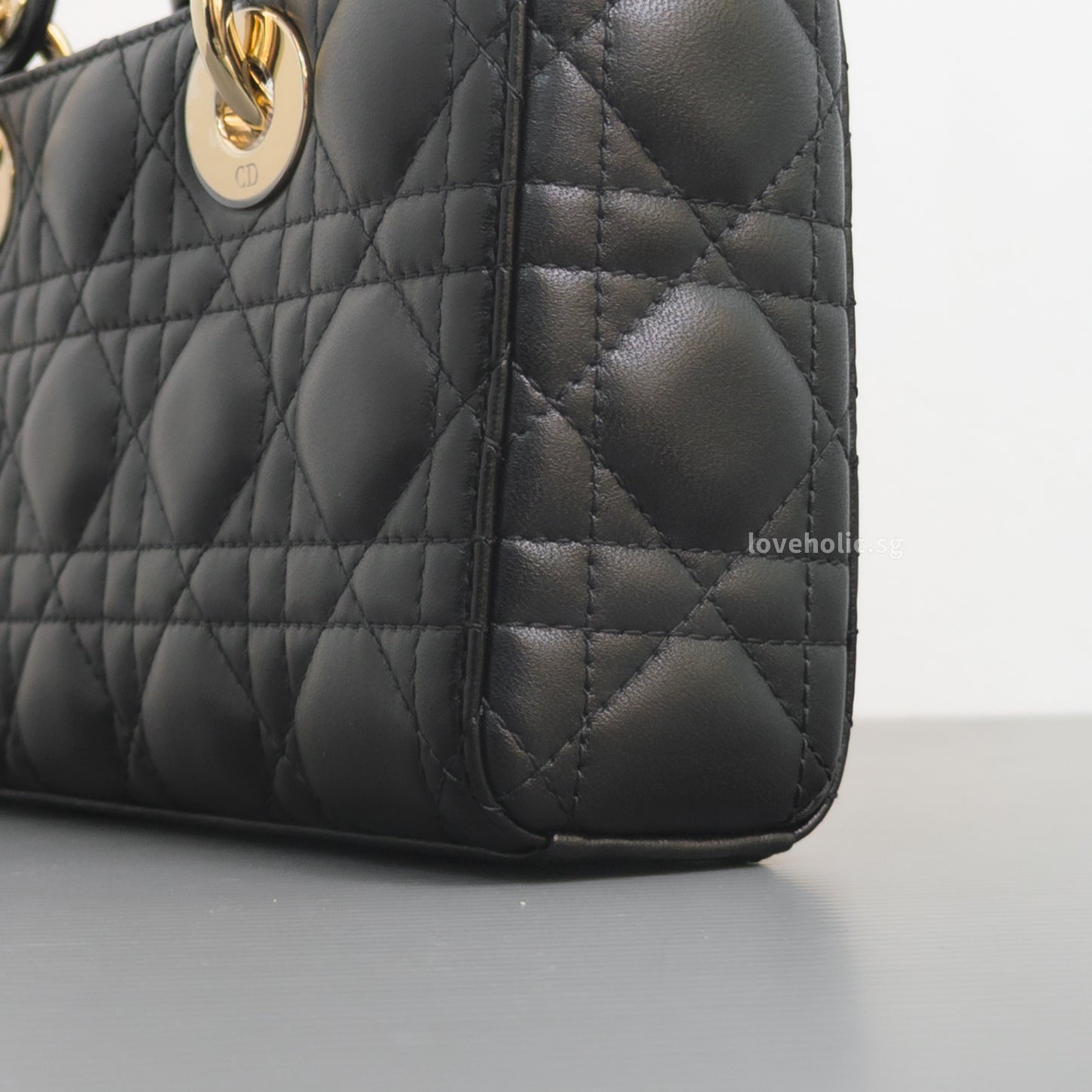 Dior Lady D-Joy Small | Black Lambskin Light Gold Hardware-details