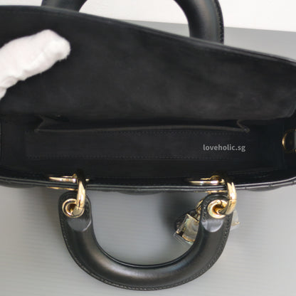 Dior Lady D-Joy Small | Black Lambskin Light Gold Hardware-details