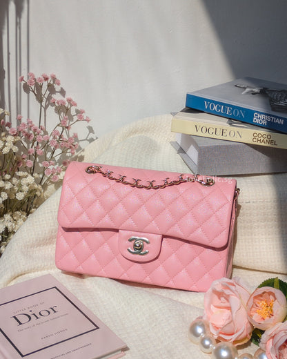 Chanel Classic Flap Small | 22C Sakura Pink Caviar Light Gold Hardware-front