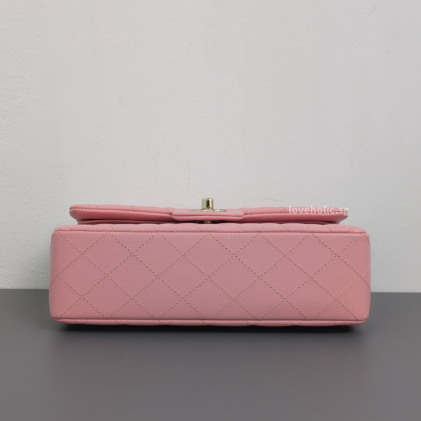Chanel Classic Flap Small | 22C Sakura Pink Caviar Light Gold Hardware-details