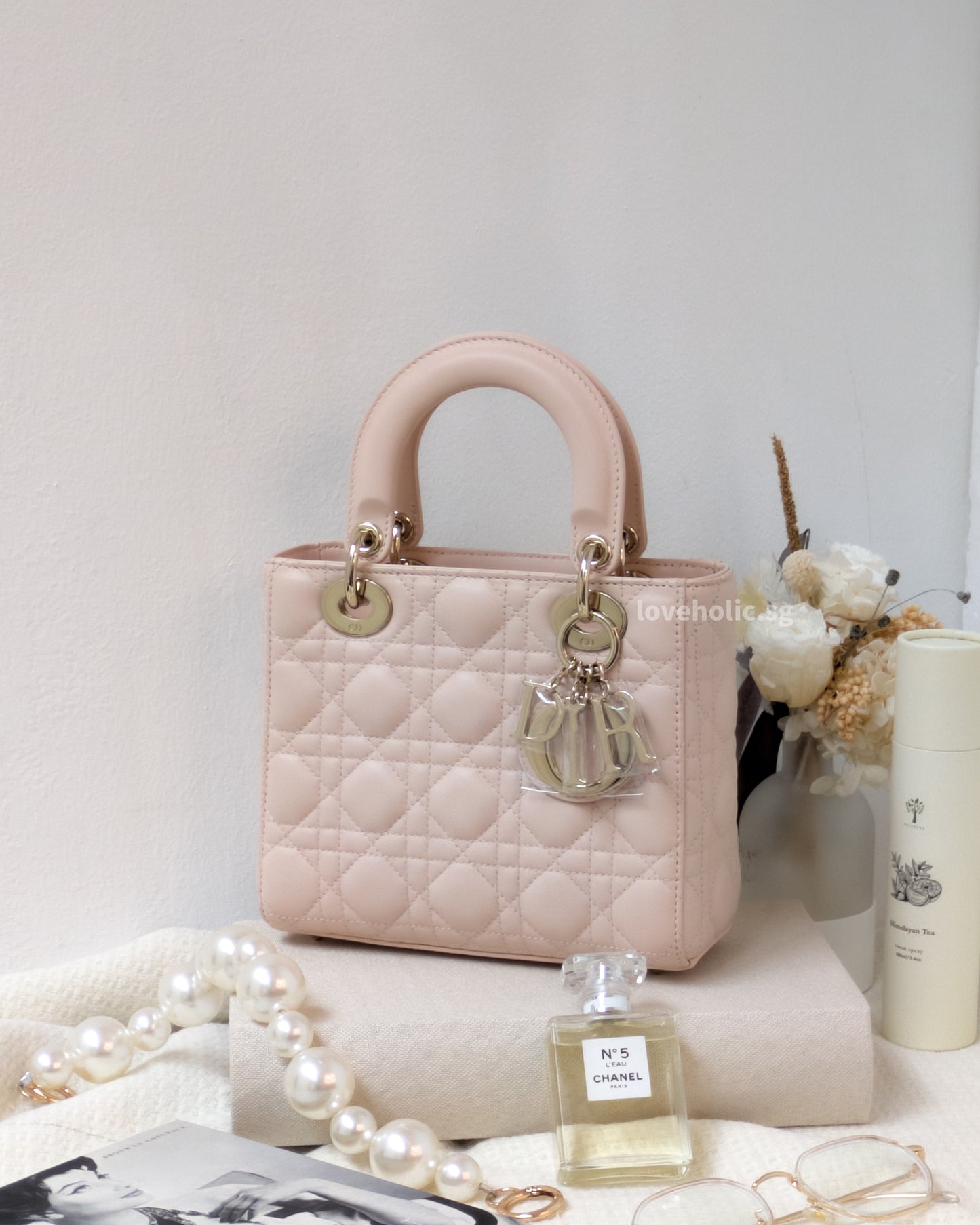 Dior My ABC Lady Dior Small | Powder Pink Lambskin Light Gold Hardware-front