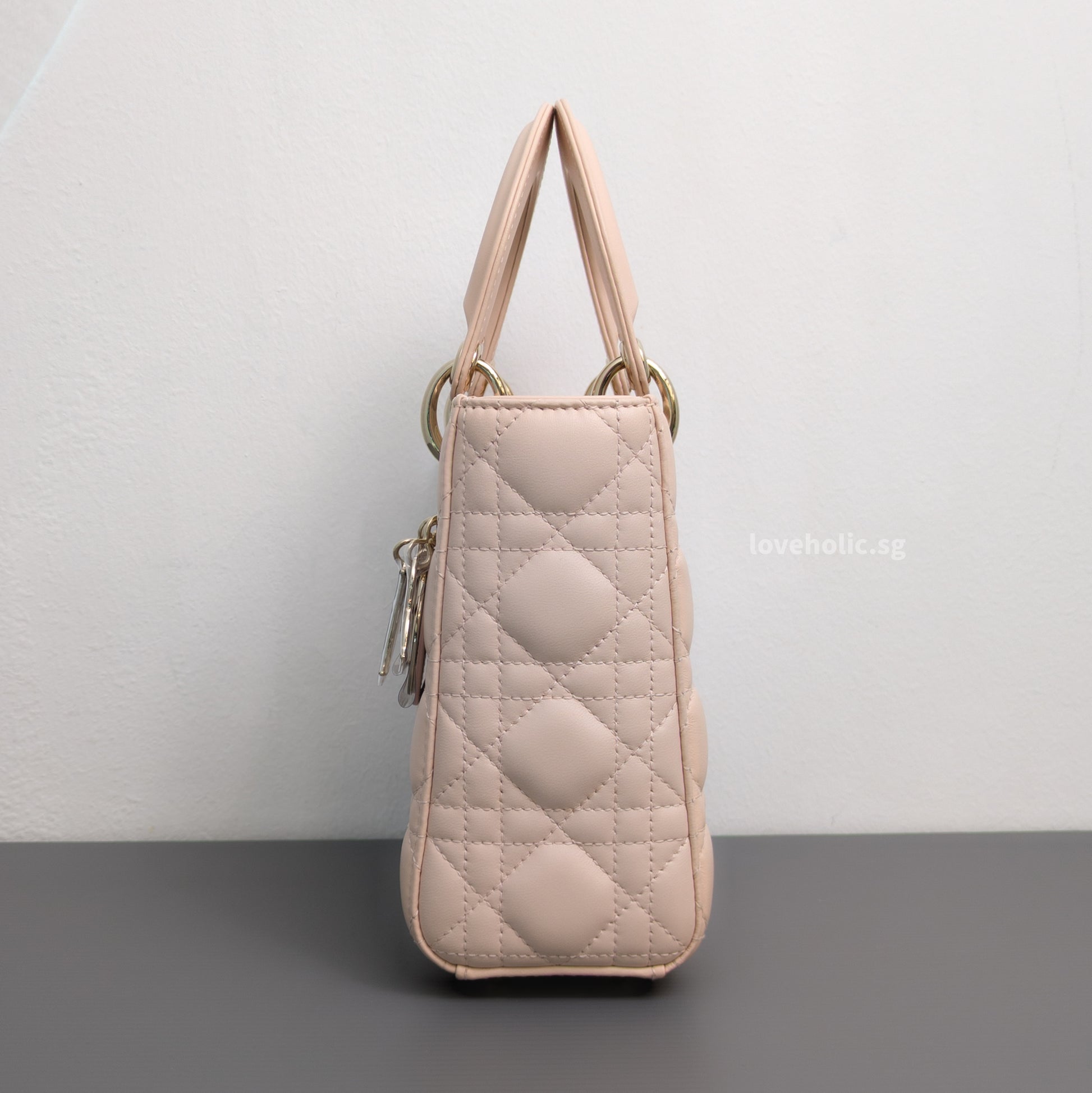 Dior My ABC Lady Dior Small | Powder Pink Lambskin Light Gold Hardware-details