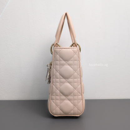 Dior My ABC Lady Dior Small | Powder Pink Lambskin Light Gold Hardware-details