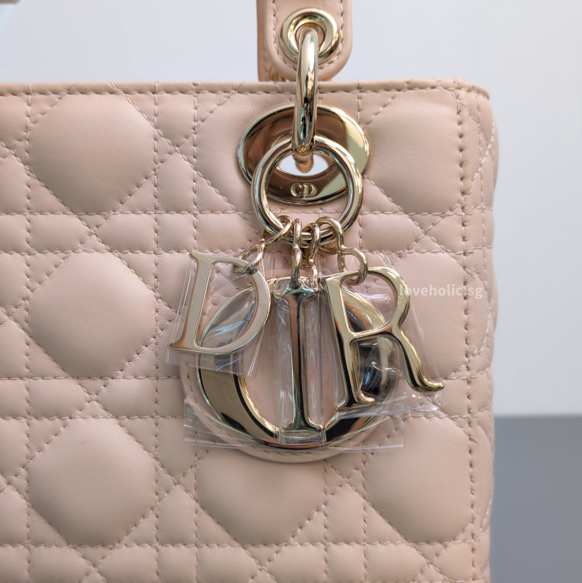 Dior My ABC Lady Dior Small | Powder Pink Lambskin Light Gold Hardware-details