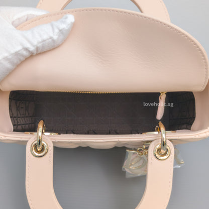 Dior My ABC Lady Dior Small | Powder Pink Lambskin Light Gold Hardware-details