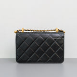 Chanel 24C Double Pearl Flap Bag Black Calfskin Brushed Gold Hardware-back