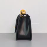 Chanel 24C Double Pearl Flap Bag Black Calfskin Brushed Gold Hardware-details