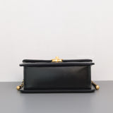 Chanel 24C Double Pearl Flap Bag Black Calfskin Brushed Gold Hardware-details