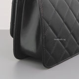 Chanel 24C Double Pearl Flap Bag Black Calfskin Brushed Gold Hardware-details