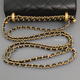Chanel 24C Double Pearl Flap Bag Black Calfskin Brushed Gold Hardware-details