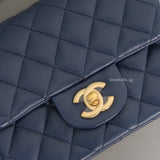 Chanel Classic Flap Mini Square | 17B Navy Blue  Caviar Light Gold Hardware-details