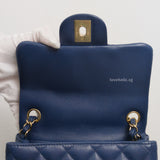 Chanel Classic Flap Mini Square | 17B Navy Blue  Caviar Light Gold Hardware-details