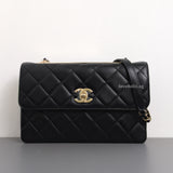 Chanel Trendy CC Flap Bag | Black Lambskin Light Gold Hardware-front1