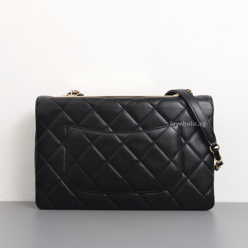 Chanel Trendy CC Flap Bag | Black Lambskin Light Gold Hardware-back