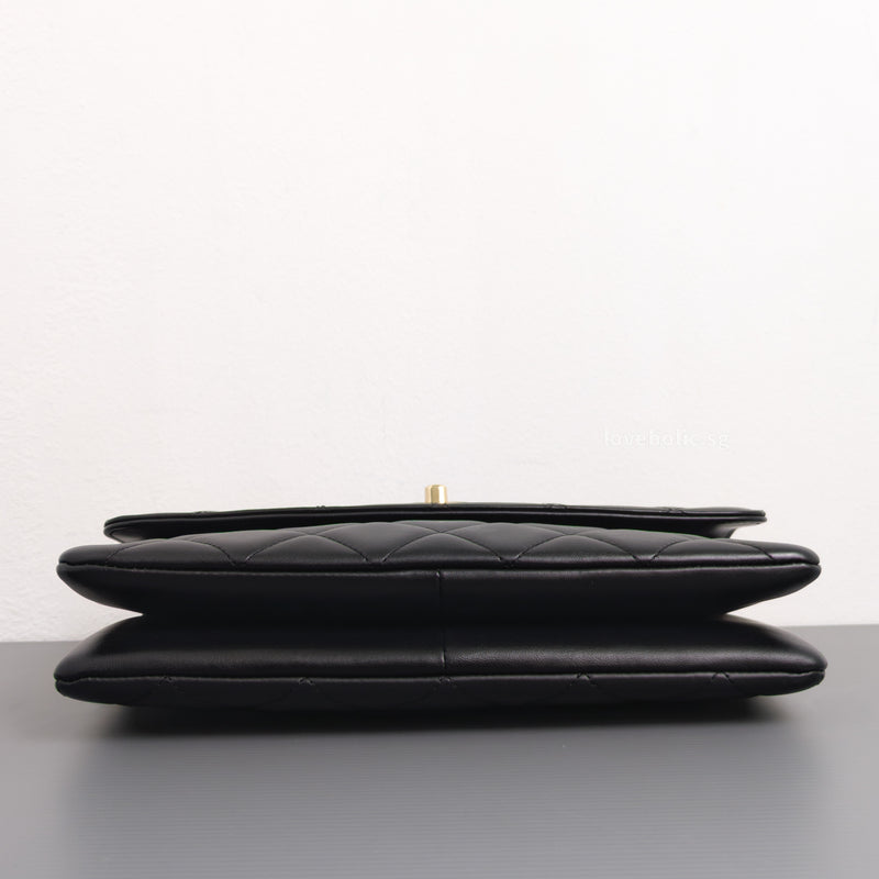 Chanel Trendy CC Flap Bag | Black Lambskin Light Gold Hardware-details