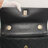 Chanel Trendy CC Flap Bag | Black Lambskin Light Gold Hardware-details