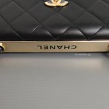 Chanel Trendy CC Flap Bag | Black Lambskin Light Gold Hardware-details
