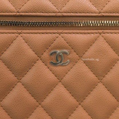 Chanel Top Handle Vanity On Chain LP | 25B Caramel Caviar Light Gold Hardware-details