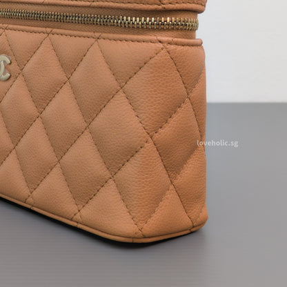 Chanel Top Handle Vanity On Chain LP | 25B Caramel Caviar Light Gold Hardware-details