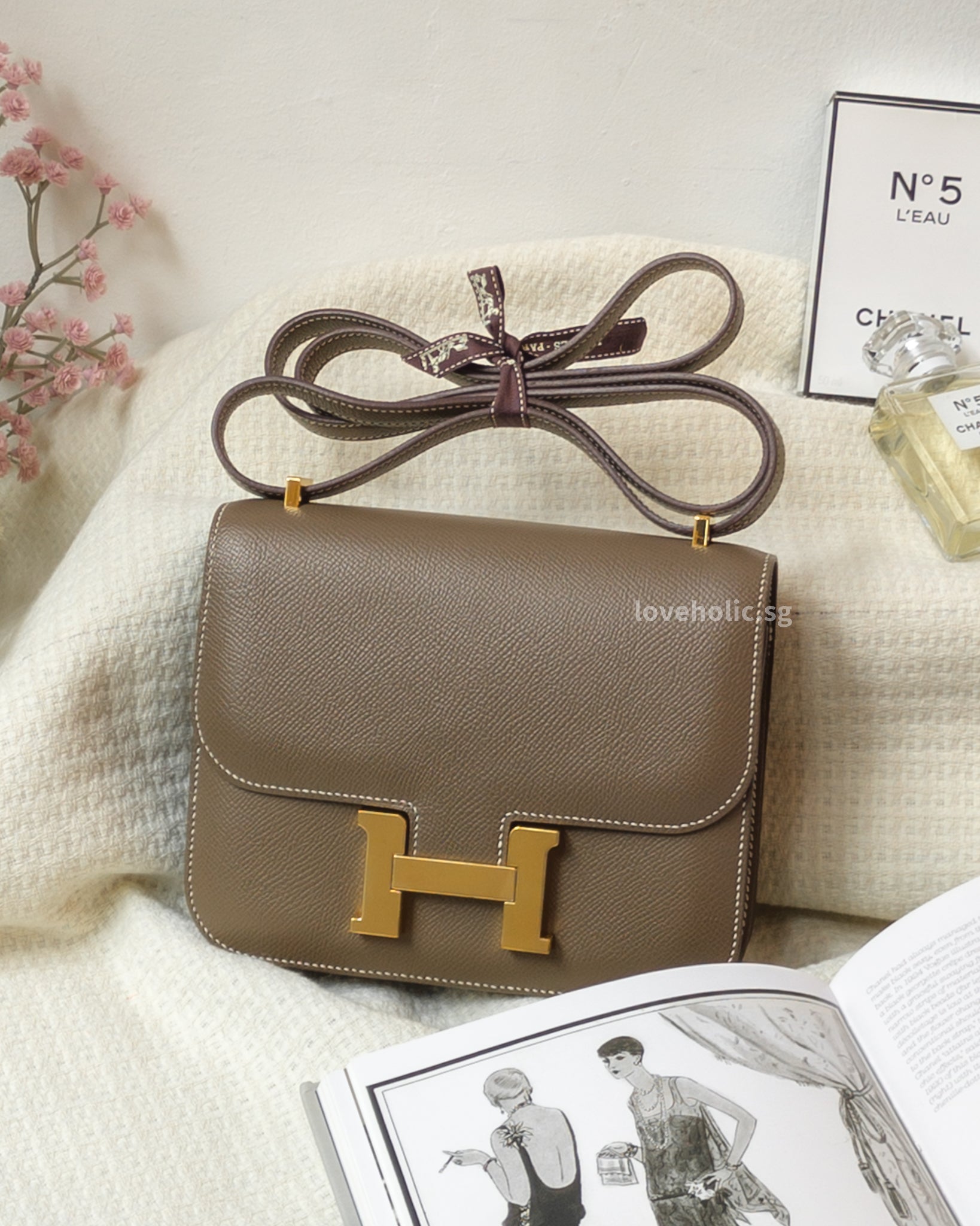 Hermes Constance Mini 18 | Etoupe Epsom Gold Hardware-front