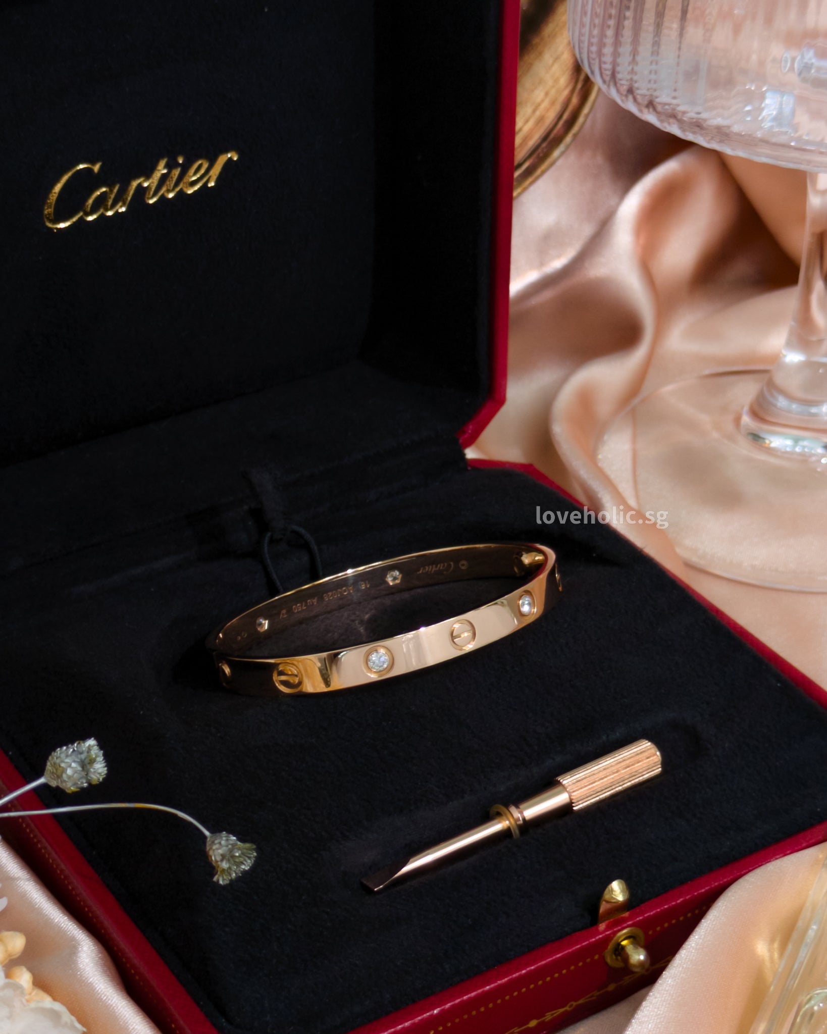 Cartier Love Bracelet Classic with 4 Diamonds Size 16 | 18K Rose Gold-front